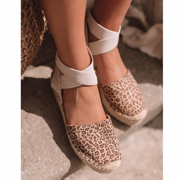 Shoes - BETH Leopard print Ankle wrap Espadrille